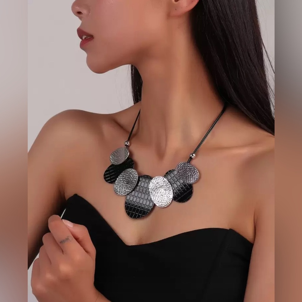 Geometric Multicolor Statement Necklace - image 3
